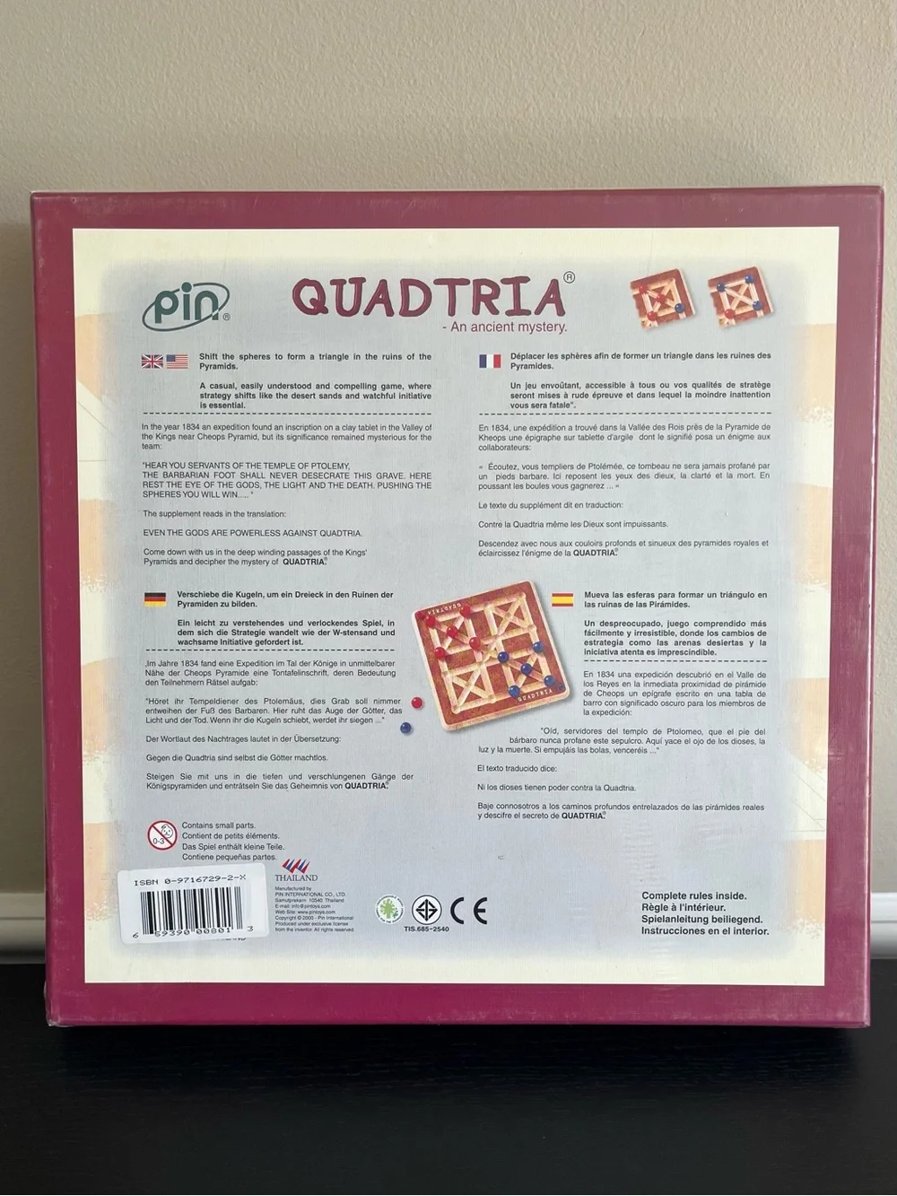 Pin International Quadtria Board Game Strategy Ancient Mystery Vintage 2000